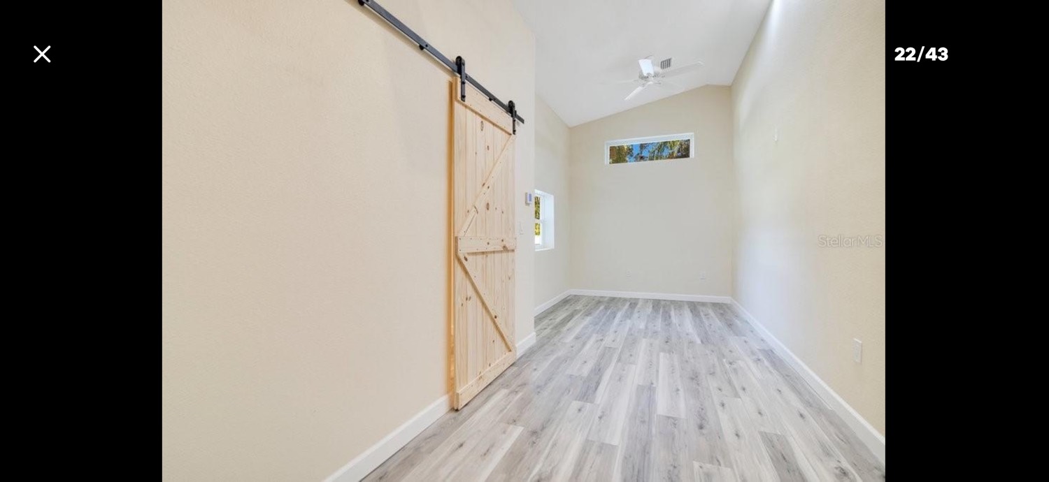 Sliding barn door on the added rooms