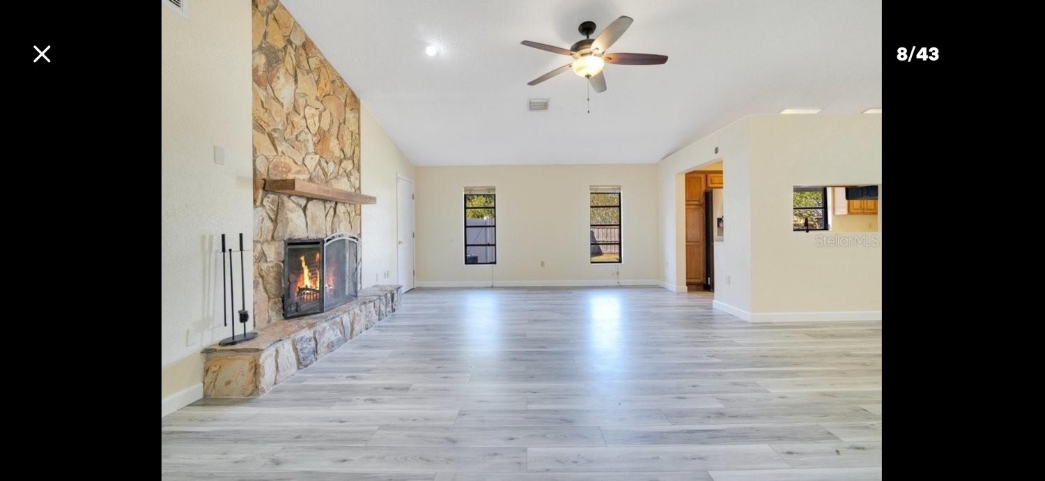 Living room and fireplace